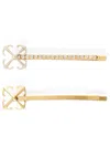 Off-white Crystal Arrow Hair Clip Duo In Gold/silver