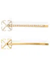 Off-white Crystal Arrow Hair Clip Duo In Gold/silver