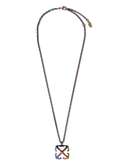 Off-white Arrow Iridescent Necklace In 灰色