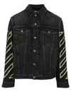 Off-white Diagonal Arrow Outline Embroidered Denim Skate Jacket