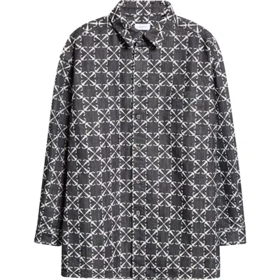 Off-white Arrow Jacquard Oversize Denim Shirt In Raw Blue
