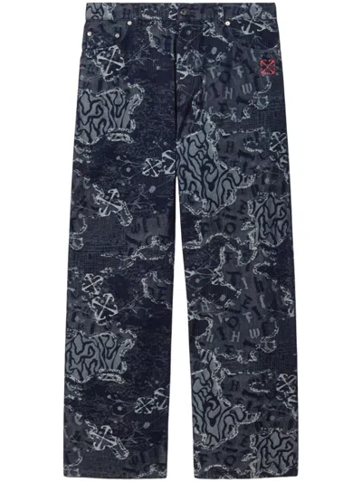 Off-white Camouflage Jacquard Straight-leg Jeans In Multi