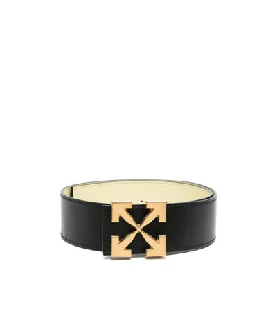 Off-white Arrow Leather Belt In Black