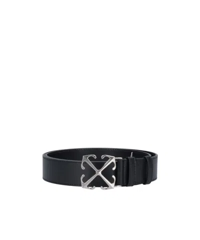 Off-white Arrow Leather Belt In Black