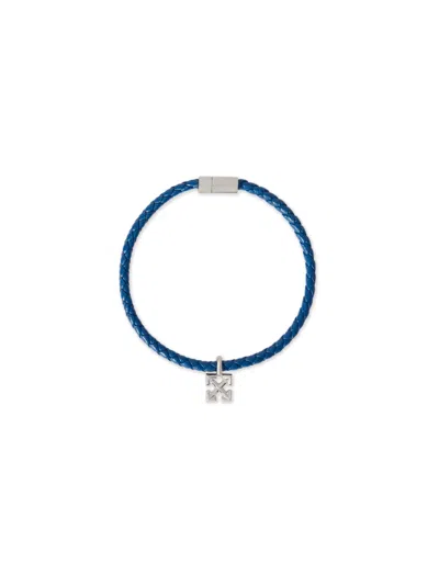 Off-white Arrow Leather Bracelet In Blue