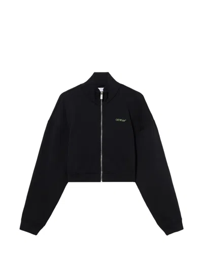 Off-white Arrow Leaves Zip Knitwear In Black