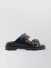 Off-white Arrow Logo Leather Sandals With Metal Buckles