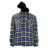 Off-white Arrow Logo Plaid Shirt Jacket In Blue And Yellow Cotton In Blue