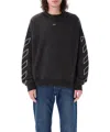 Off-white Felpa Oversize In Cotone Ardesia Uomo In Black