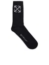 Off-white Solid Color Ribbed Socks With Contrasting Logo In Black