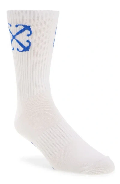 Off-white Arrow Mid Calf Socks In White - Blue
