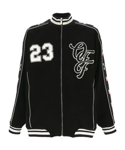 OFF-WHITE OFF-WHITE LOGO EMBROIDERED ZIP-UP VARSITY JACKET