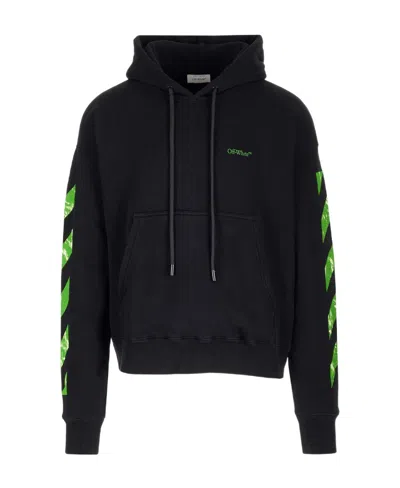 Off-white Arrow-motif Cotton Hoodie In Black