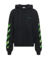 Off-white Arrows-print Zip-up Cotton Hoodie In Black