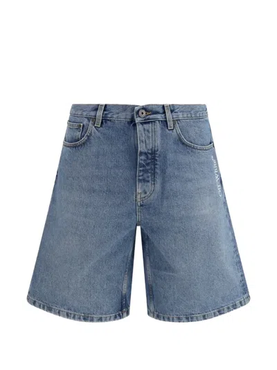 Off-white Arrow-motif Denim Shorts In Blue