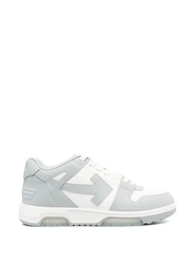Off-white Low-top White Sneakers With Minimalist Design And Classic Lace-up Closure In Blue