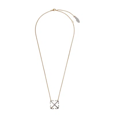 Off-white Arrow Necklace In Yellow
