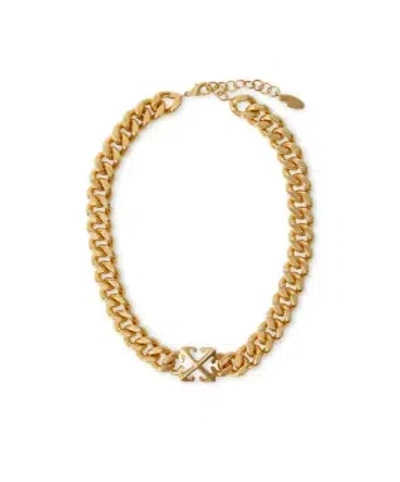 Off-white Arrow Necklace In Yellow