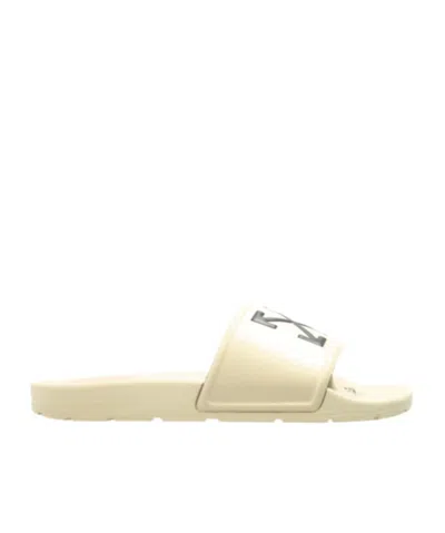 Off-white Arrow Detail Slides In Neutral