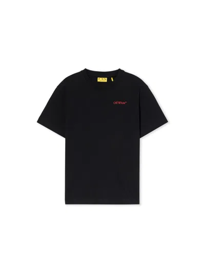 Off-white Arrow Outline Flock Logo T-shirt In Black