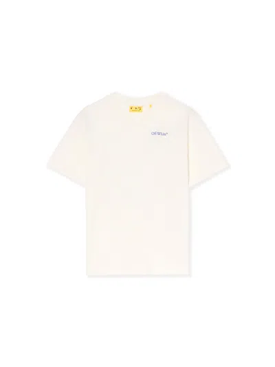 Off-white Kids' Arrow Outline Flock Logo T-shirt In Neutral
