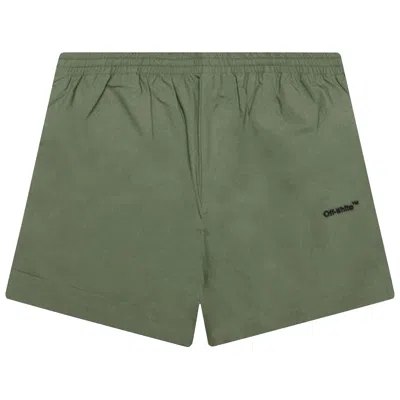 Pre-owned Off-white Arrow Outline Pajama Shorts 'army/green'