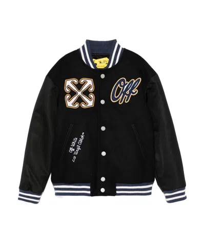 Off-white Kids' Arrow-patch Bomber Jacket In Black  