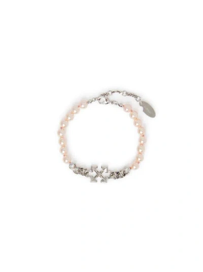 Off-white Arrow Pearl Full Bracelet In Metallic