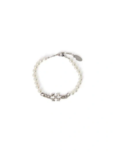 Off-white Arrow Pearl Full Bracelet In Silver