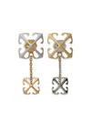 Off-white Bicolor Arrow Pendant Earrings In Gold