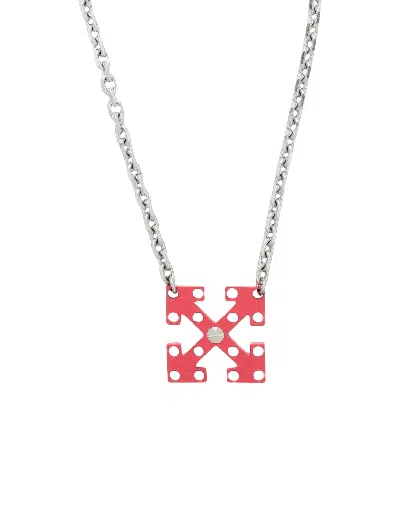 Pre-owned Off-white Arrow Play Necklace In Red