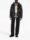 Off-white Arrow Multi-pocket Leather Zip Jacket In Blue