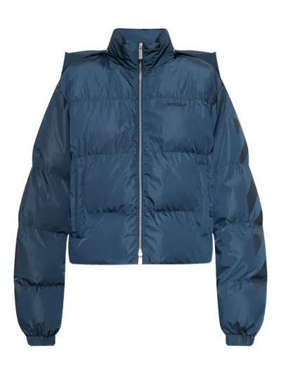 Off-white Arrow-print Padded Jacket In Blue