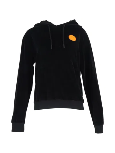 Pre-owned Off-white Arrow-print Velvet Hoodie In Black