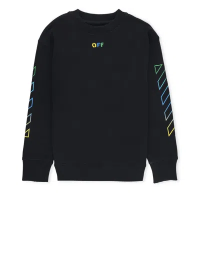 Off-white Kids' Arrow Rainbow Sweatshirt In Black