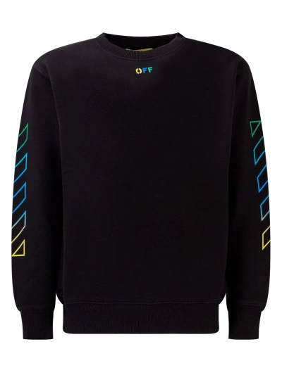 Off-white Kids' Arrow Rainbow Sweatshirt In Black Multi