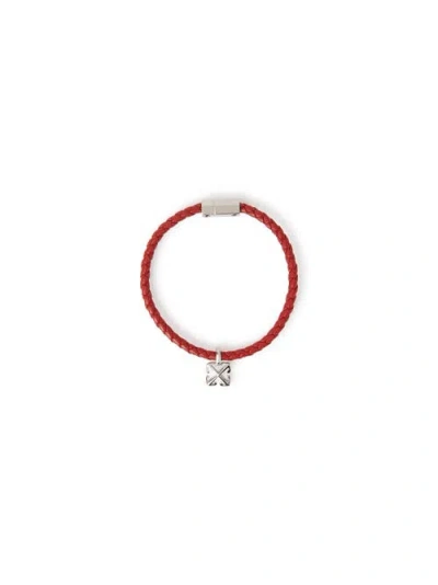 Off-white Arrow Red Leather Bracelet In Metallic