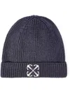 Off-white Arrow Ribbed Beanie In Blue