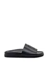 Off-white Arrows-embroidered Leather Slippers In Black