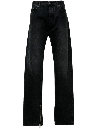 Off-white Zip-detail Straigh-leg Jeans In 1300 Vintage Black No Color