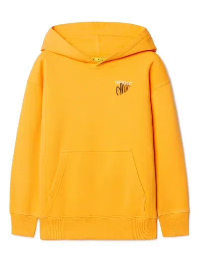 Off-white Arrowsketch Mini Hoodie For Kids In Yellow