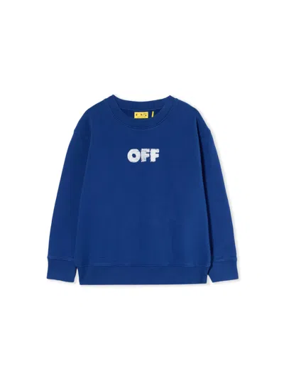 Off-white Arrow Sponge Crewneck Logo Sweatshirt In Blue