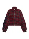Off-white Arrow Spray Plaid Check Puffer Jacket In Multi