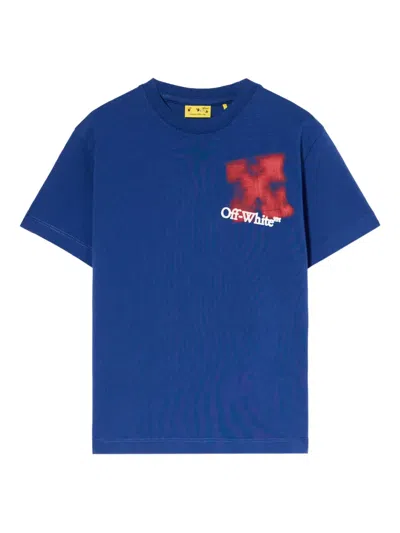 Off-white Kids' Arrow-spray Logo T-shirt In Blue