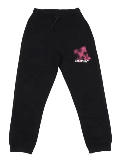 Off-white Kids' Arrow Spray Sweatpant Black - Fuchsia