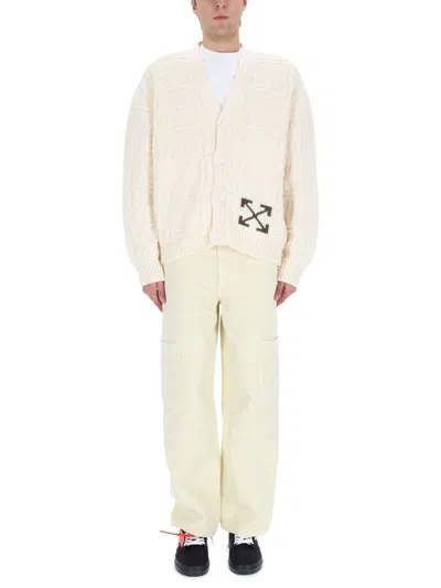Off-white Off White Arrow Stitch Cardigan In Neutral