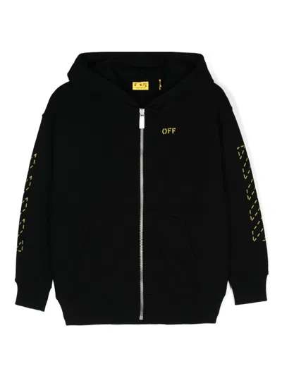 Off-white Kids' Arrow Stitch Hoodie In Black