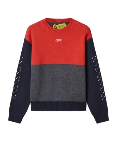 OFF-WHITE ARROW STITCHED COLOUR-BLOCK JUMPER