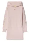Off-white Arrow Stitched Cotton Hoodie Dress In Pink