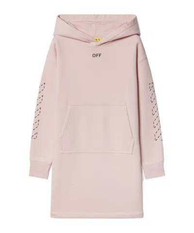 OFF-WHITE ARROW STITCHED COTTON HOODIE DRESS